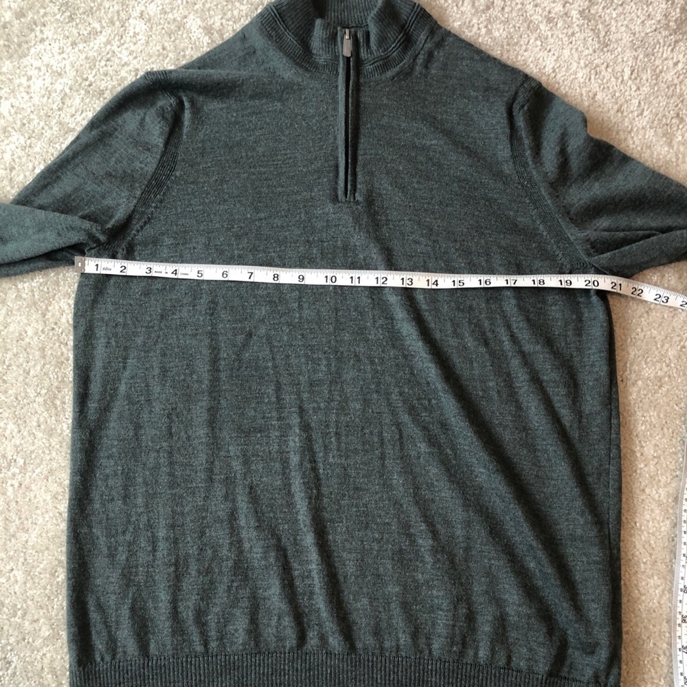 Jos A Bank Traveler Collection Green Merino Wool Zip Sweater Pullover Size Large - Picture 5 of 9